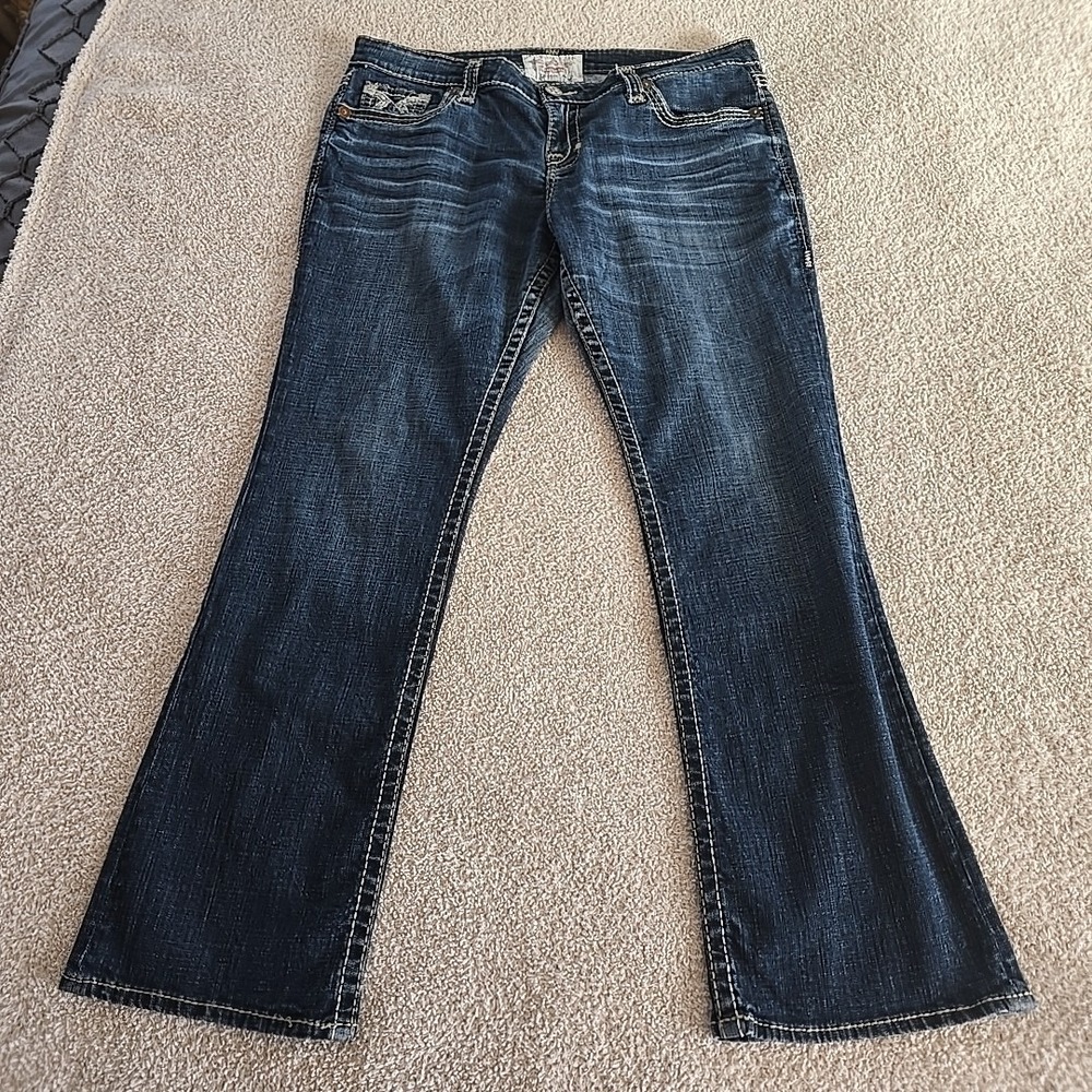 Big Star Maddie Boot Denim Jeans Festival‎ Rodeo Embroidered Accents Women's 32R
